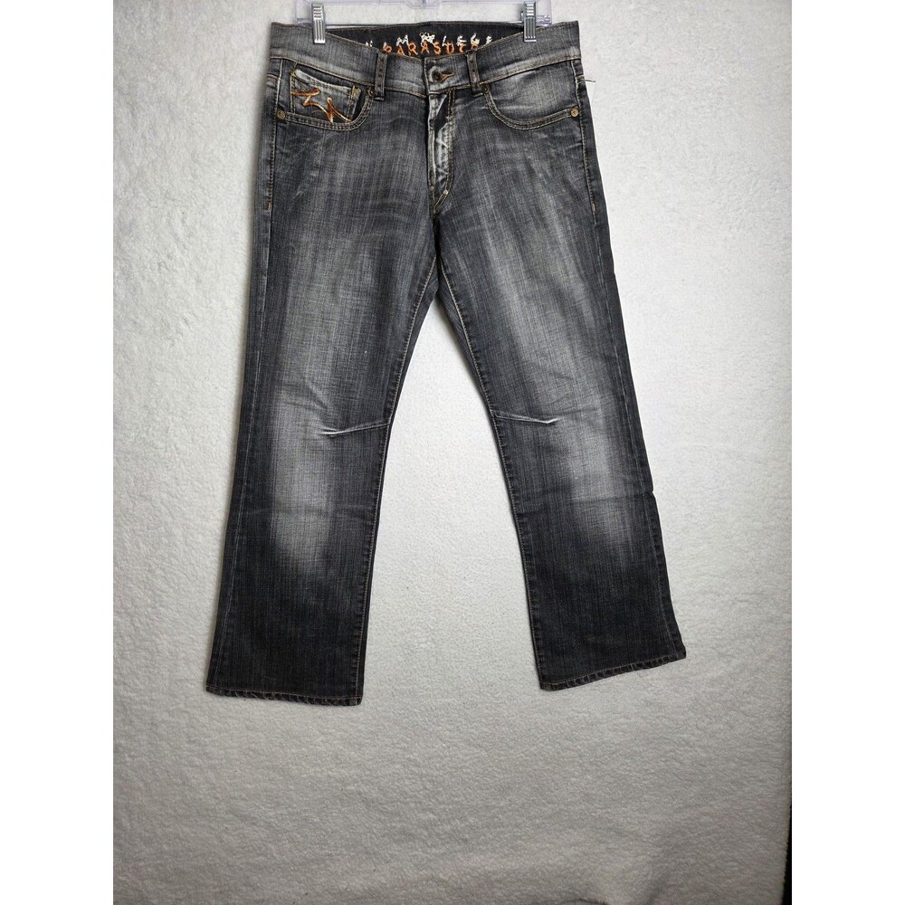 Vtg Parasuco Jeans Mens 32x29 Gray‎ Charcoal Relax Straight Denim Crazy Fade Y2K
